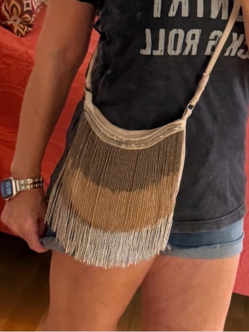 Y2K American Eagle Beaded Fringe Crossbody Bag Boho Western Festival